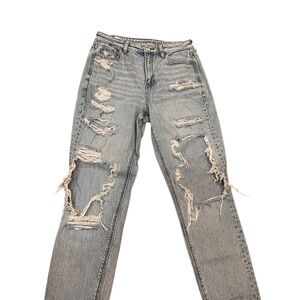 American Eagle Outfitters Ripped Light Blue Boyfriend Jeans
